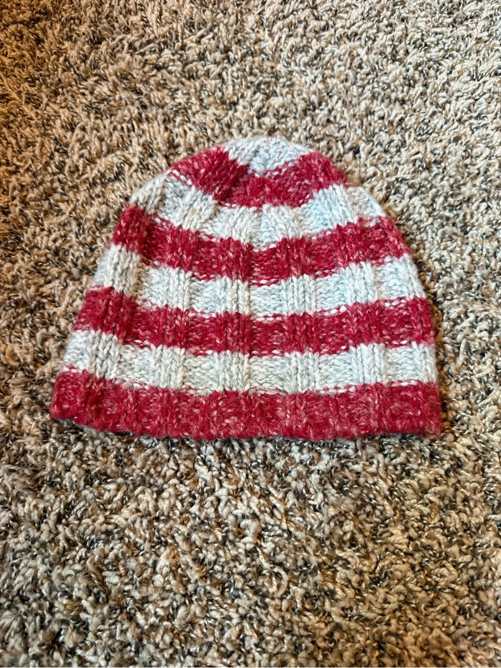 Women’s Aeropostale Striped Red and Grey Knit Beanie